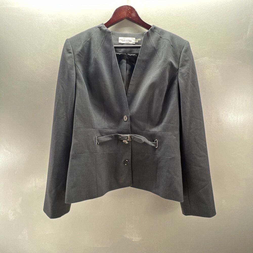 Calvin Klein Blazer Women’s Size 14 Three Button Belted Notched Lape